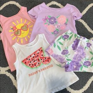 4T girl Short sleeve, shorts outfit, 2 sleeveless